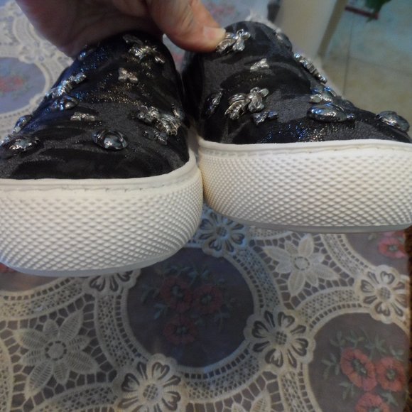 Markus Lupfer Gray/Black Print Silver Tone Metal Embellish Loafer Size 38M - Picture 8 of 14